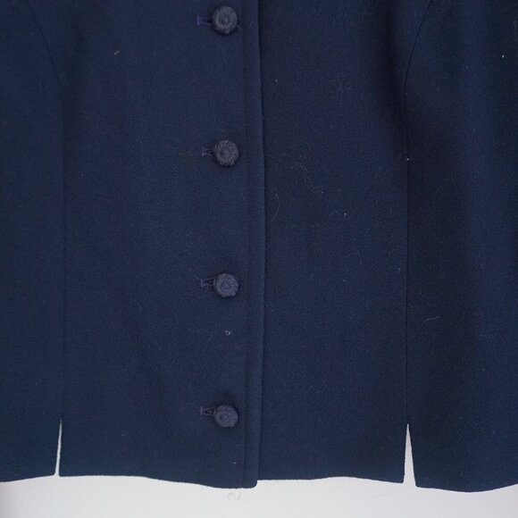 Pendleton Navy 100% Virgin Wool Cropped Button Up Jacket Blazer Petite - Picture 4 of 13